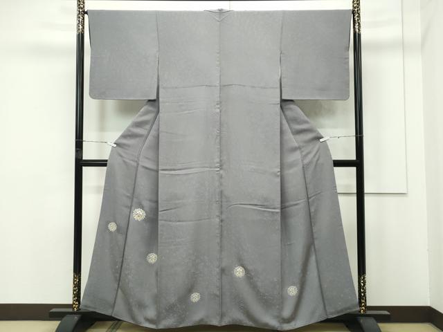 平和屋着物■極上　色留訪問着　お召地　刺繍　更紗花文　金銀彩　灰色地　逸品　CZAA4229s5