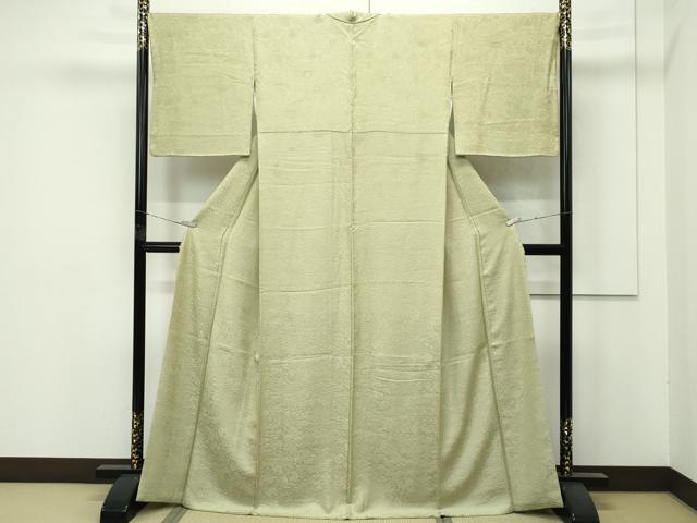 平和屋着物□極上 色無地 黄海松茶色 風景地紋 さが美扱い 逸品 CZAA4236s5