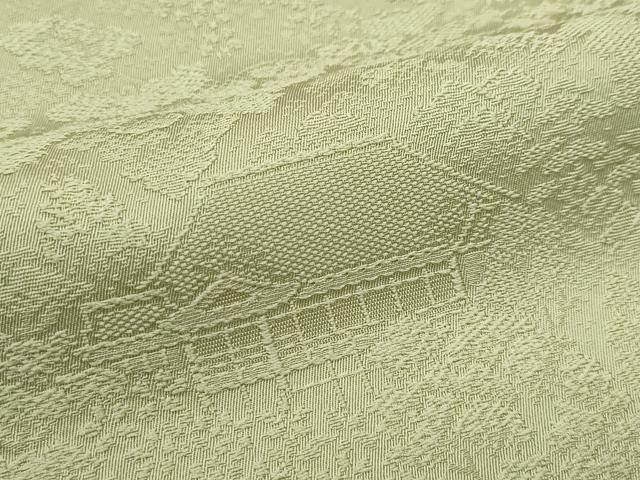 平和屋着物□極上 色無地 黄海松茶色 風景地紋 さが美扱い 逸品 CZAA4236s5