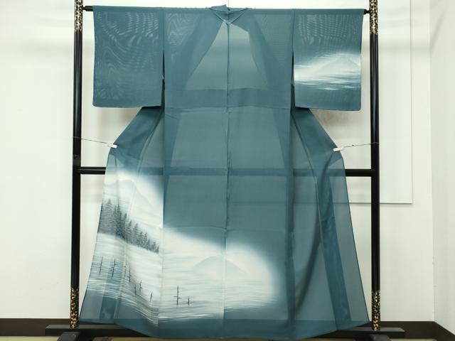 平和屋着物■極上　夏物　訪問着　絽　風景文　暈し染め　革色地　逸品　未使用　CZAA4263s5