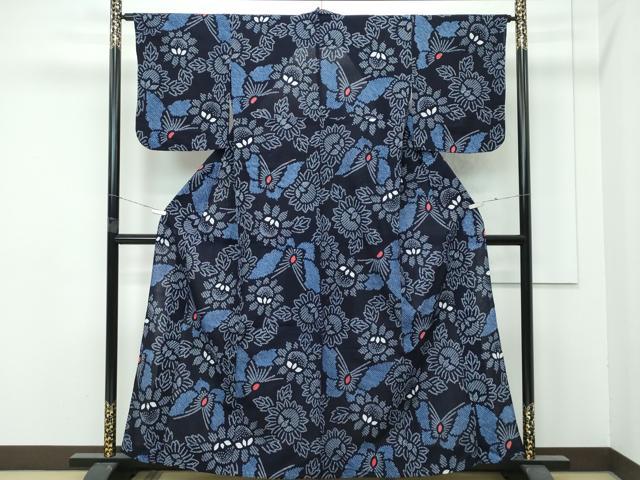 平和屋着物■極上　夏物　浴衣　有松鳴海絞り　花蝶文　綿　逸品　CZAA4319s5