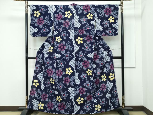 平和屋着物■極上　夏物　浴衣　有松鳴海絞り　舞花文　綿　逸品　未使用　CZAA4321s5
