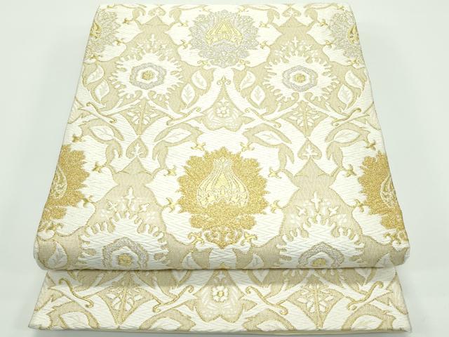 平和屋本店■極上　京都祇園の老舗　ぎをん齋藤　スリーシーズン　春夏秋　六通柄袋帯　唐織　更紗花文　金銀糸　逸品　CZAA4335s5