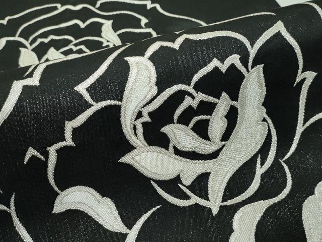 平和屋着物□極上 六通柄袋帯 薔薇 黒地 銀糸 逸品 CZAA4360s5