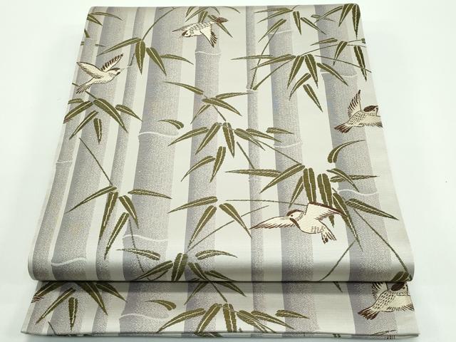 平和屋着物■極上　全通柄袋帯　唐織　笹竹雀文　逸品　CZAA4362s5