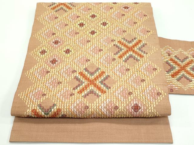 平和屋着物■極上　本場琉球　読谷山花織　紬地　九寸名古屋帯　逸品　CZAA4369s5