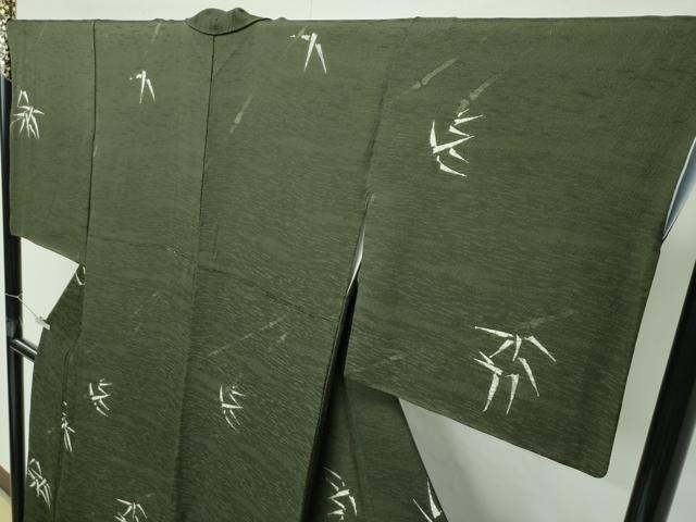 平和屋着物●極上　世界的友禅作家　千地泰弘　千地天女　小紋　笹竹文　藍媚茶色地　逸品　CZAA4408s6_3
