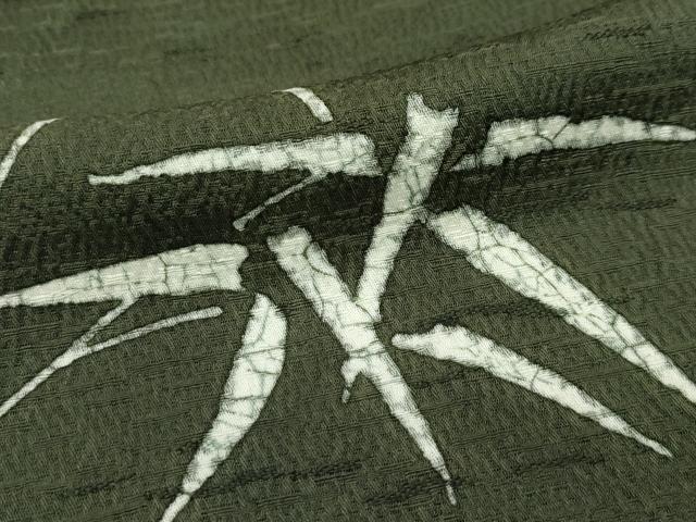 平和屋着物●極上　世界的友禅作家　千地泰弘　千地天女　小紋　笹竹文　藍媚茶色地　逸品　CZAA4408s6_6