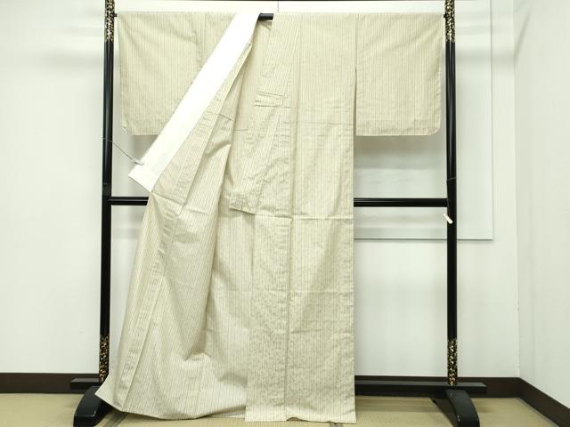 平和屋着物▽極上　米沢　白根沢　涼風　単衣　綟子織　もじり織　トンボ　レグホーン色地　証紙付き　逸品　未使用　CZAA4409s6_2
