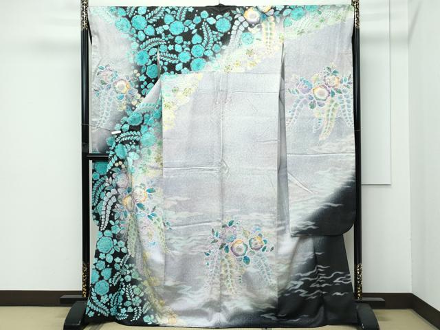平和屋着物○極上 振袖 作家物 絞り 辻が花 暈し染め 銀通し地 逸品