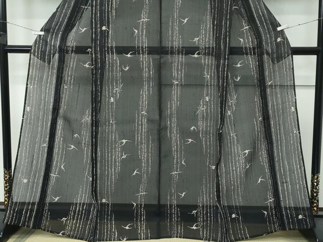平和屋着物＊極上　夏物　絹芭蕉　燕　黒地　逸品　CZAA4419s6_4