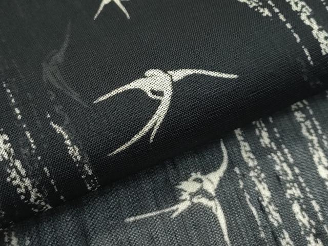平和屋着物＊極上　夏物　絹芭蕉　燕　黒地　逸品　CZAA4419s6_7