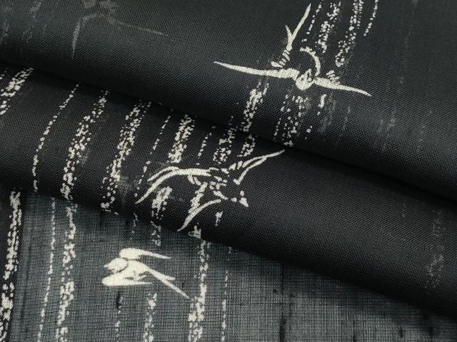平和屋着物＊極上　夏物　絹芭蕉　燕　黒地　逸品　CZAA4419s6