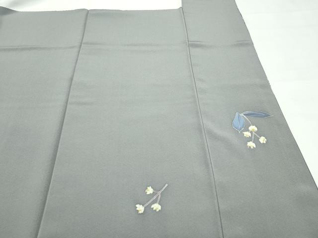 平和屋着物●極上　本加賀友禅作家　魚津誠　訪問着　枝花文　暈し染め　灰汁色地　逸品　CZAA4431s6_9