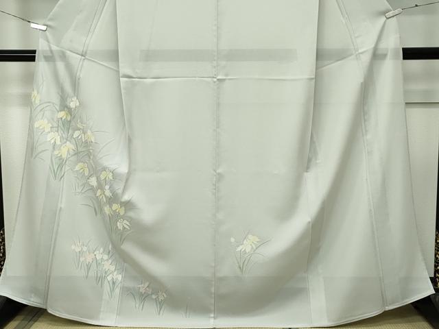 平和屋着物＊極上　夏物　訪問着　絽　草花文　銀彩　絹鼠色地　逸品　未使用　CZAA4433s6_3