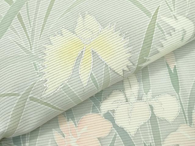 平和屋着物＊極上　夏物　訪問着　絽　草花文　銀彩　絹鼠色地　逸品　未使用　CZAA4433s6_7