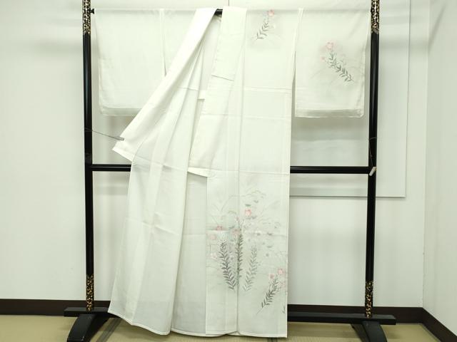 平和屋着物＊極上　夏物　訪問着・長襦袢セット　絽　秋草文　暈し染め　砂色地　逸品　未使用　CZAA4434s6_1