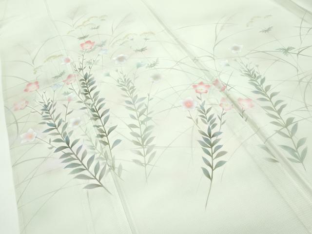 平和屋着物＊極上　夏物　訪問着・長襦袢セット　絽　秋草文　暈し染め　砂色地　逸品　未使用　CZAA4434s6_3