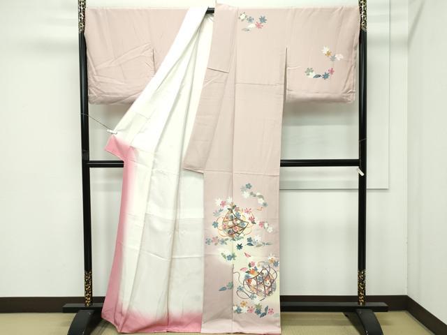 平和屋着物●極上 本加賀友禅作家 金丸充夫 訪問着 花籠文 暈し染め 洗柿色地 逸品 未使用 CZAA4499s6 平和屋着物●極上 本加賀友禅作家 金丸充夫 訪問着 花籠文 暈し染め 洗柿色地 逸品 未使用 CZAA4499s6