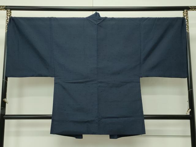 平和屋着物○極上 男性 髭紬 アンサンブル 色無地 藍鉄色 逸品 CZAA4527s6