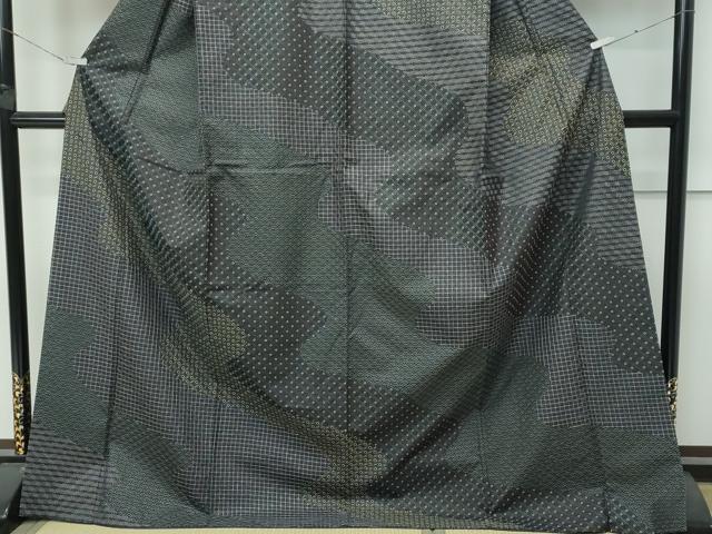 平和屋本店●極上　訪問着　紬地　総刺繍　刺し子　流水吉祥文　黒地　逸品　CZAA4537s6 平和屋本店○極上 訪問着 紬地 総刺繍 刺し子 流水吉祥文 黒地 逸品