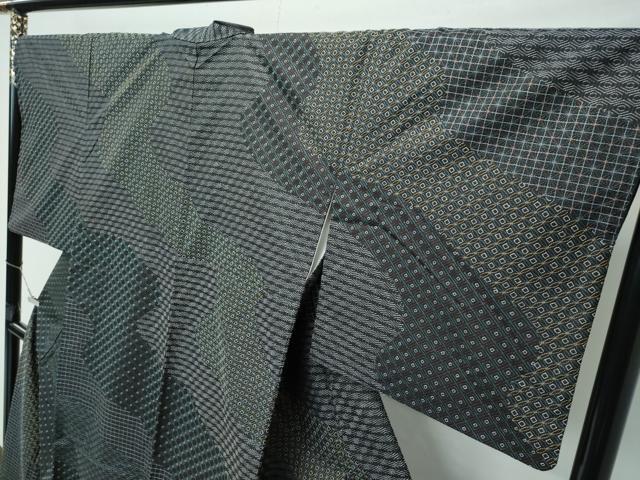 平和屋本店●極上　訪問着　紬地　総刺繍　刺し子　流水吉祥文　黒地　逸品　CZAA4537s6 平和屋本店○極上 訪問着 紬地 総刺繍 刺し子 流水吉祥文 黒地 逸品