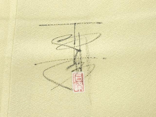 平和屋着物●極上　京加賀友禅　百貫石峰　小紋　櫛　簪　草花文　木蘭色地　逸品　未使用　CZAA4545s6_8