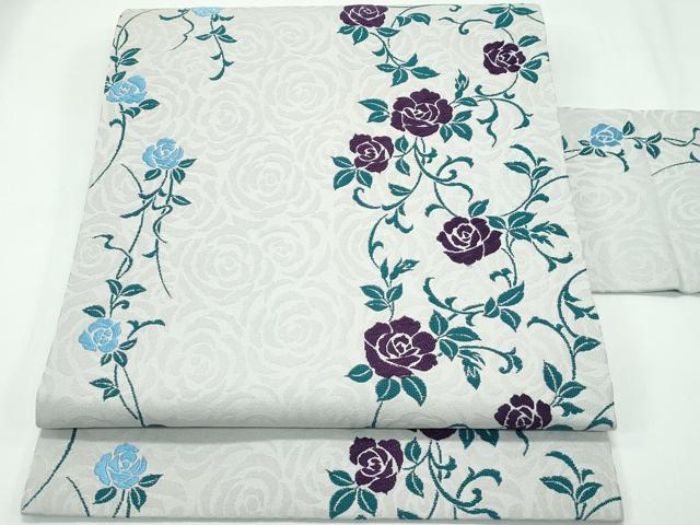 平和屋本店●極上　九寸名古屋帯　唐織　薔薇　バラ　やまと誂製　逸品　未使用　CZAA4922s6