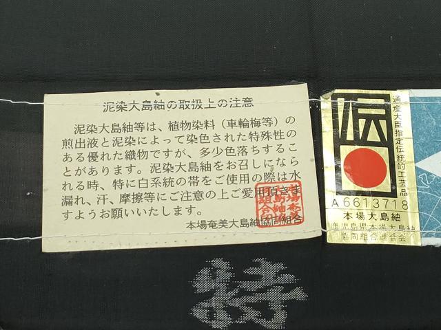 長閑やかさ屋中央局●限りない 発祥地大島紬 泥染め ９マルキ 地あき場所 総絣 猫と木菟 盛オリエント男作 証紙付き添い人 珠玉 未当てはめる CZAA4632s6