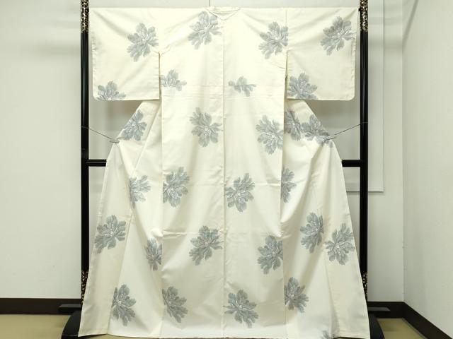 平和屋本店●極上　都喜ヱ門　本場大島紬　白大島　7マルキ　牡丹　藤絹織物謹製　逸品　未使用　CZAA4650s6