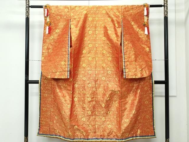 平和屋本店[]極上　七五三　女の子　7歳　祝着　十二単風　菊唐草文　金糸　逸品　CZAA4696s6