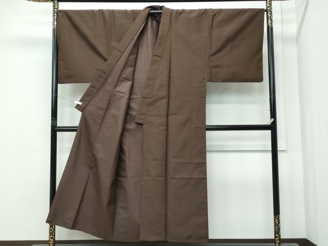 平和屋本店●極上　男性　紬　アンサンブル・長襦袢セット　色無地　涅色　逸品　CZAA4710s6_1