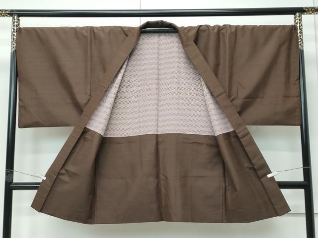 平和屋本店●極上　男性　紬　アンサンブル・長襦袢セット　色無地　涅色　逸品　CZAA4710s6_5
