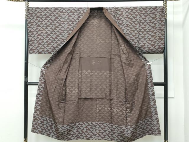 平和屋本店●極上　男性　紬　アンサンブル・長襦袢セット　色無地　涅色　逸品　CZAA4710s6_7