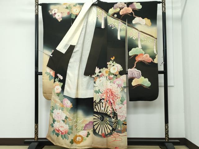 牡丹花蝶文　暈し染め　刺繍　金彩　振袖フルセット ピンク 桃色 人気 売れ筋 牡丹花蝶文 暈し染め 刺繍 金彩 振袖フルセット ピンク