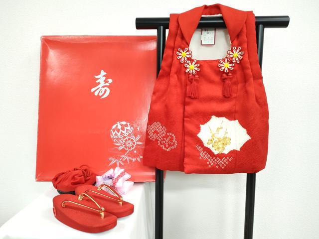 平和屋本店[]極上 七五三 女の子 3歳 被布・草履・巾着・髪飾りセット ４点セット 駒刺繍 絞り 梅 毬 逸品 新品 CZAA4724s6