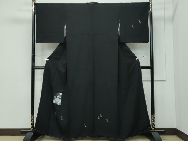 平和屋着物●極上　訪問着　犬　黒地　反端付き　逸品　未使用　CZAA4741s6