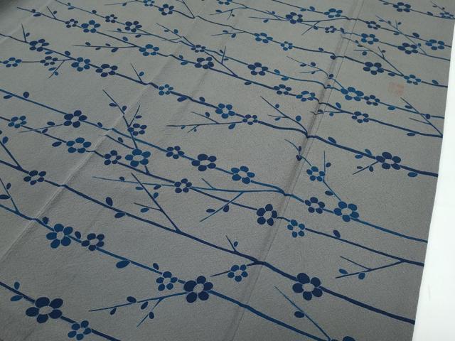 平和屋本店●極上　人間国宝　五代　田畑喜八　訪問着　枝梅文　江戸鼠色地　逸品　CZAA4763s6 平和屋本店○極上 人間国宝 五代 田畑喜八 訪問着 枝梅文 江戸