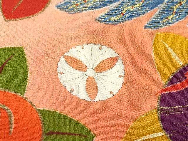 平和屋着物●極上　アンティーク　大正ロマン　振袖　駒刺繍　檜扇吉祥花文　暈し染め　金彩　逸品　CZAA4775s6_8