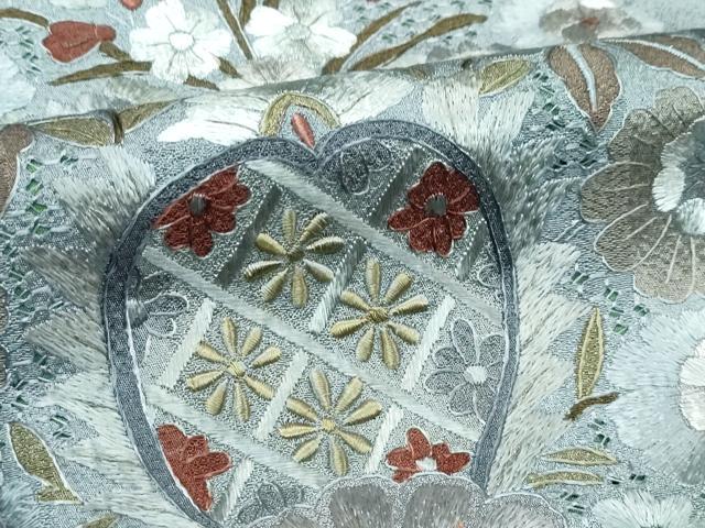 平和屋本店●極上　訪問着　総刺繍　翆山刺繍　飾花文　暈し染め　金糸　柳煤竹色地　逸品　CZAA4799s6 平和屋本店○極上 訪問着 総刺繍 翆山刺繍 飾花文 暈し染め 金糸 柳