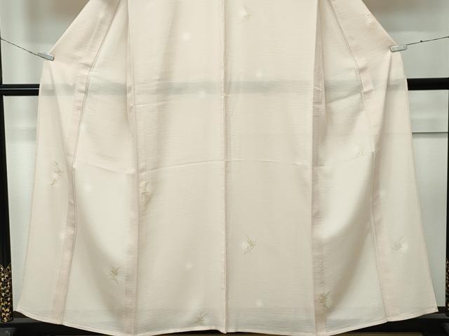 平和屋着物＊極上　夏物　小紋　絽　蛍暈し　草花文　金彩　反端付き　逸品　CZAA4826s6 平和屋着物▽上質な小紋 単衣 草花文 蛍暈し 金彩 正絹 逸品