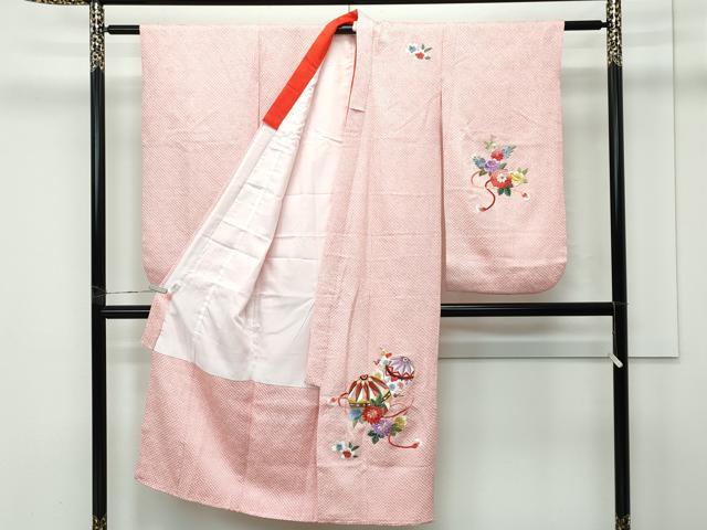 平和屋着物[]極上　七五三　女の子　7歳　祝着・袋帯セット　総絞り　総刺繍　花毬文　金糸　逸品　CZAA4842s6_1