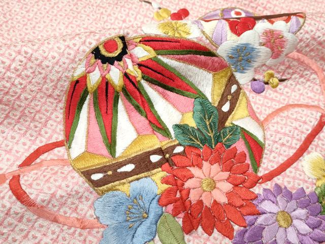平和屋着物[]極上　七五三　女の子　7歳　祝着・袋帯セット　総絞り　総刺繍　花毬文　金糸　逸品　CZAA4842s6_3