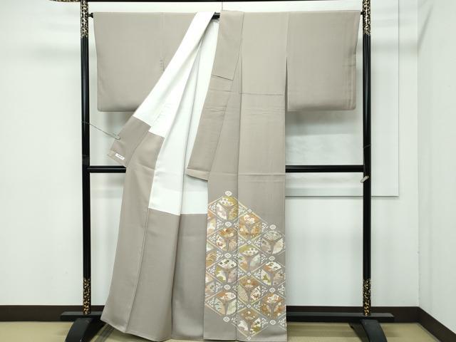 平和屋本店●極上　創業460年・千總　色留袖　駒刺繍　扇花菱文　金彩　生壁色地　逸品　CZAA5719s6_1
