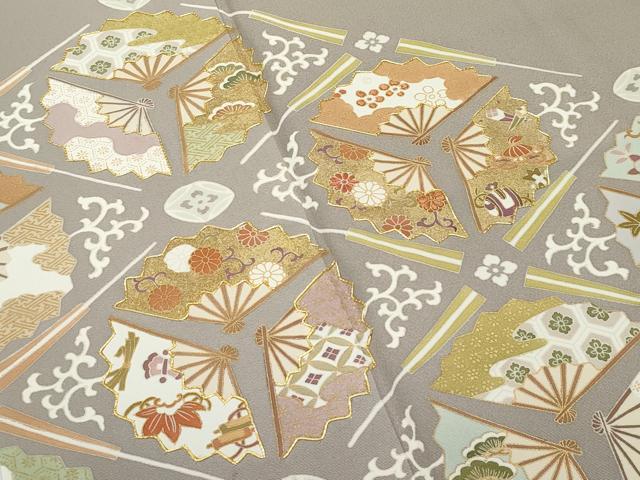 平和屋本店●極上　創業460年・千總　色留袖　駒刺繍　扇花菱文　金彩　生壁色地　逸品　CZAA5719s6_2