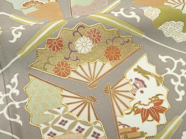平和屋本店●極上　創業460年・千總　色留袖　駒刺繍　扇花菱文　金彩　生壁色地　逸品　CZAA5719s6_4
