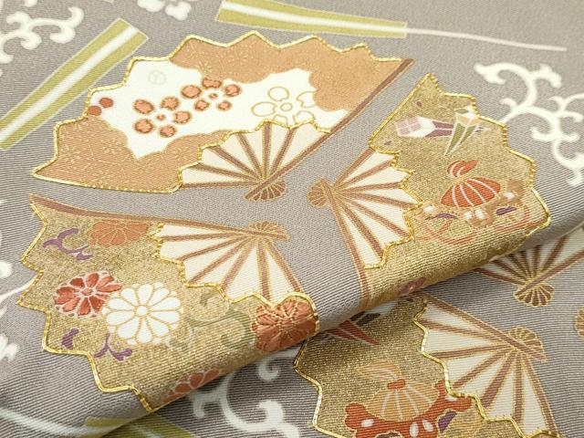 平和屋本店●極上　創業460年・千總　色留袖　駒刺繍　扇花菱文　金彩　生壁色地　逸品　CZAA5719s6_5