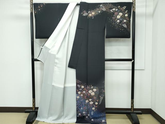 平和屋着物●極上　吉乃一廉　幻の辻が花　絞り　暈し染め　黒地　金彩　逸品　CZAA4865s6