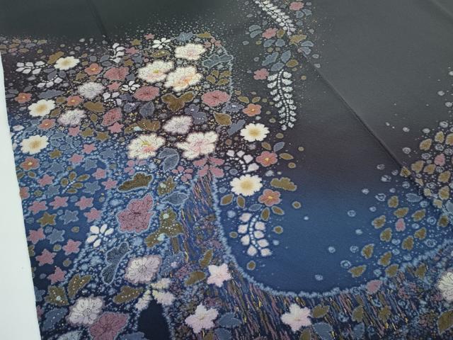 平和屋着物●極上　吉乃一廉　幻の辻が花　絞り　暈し染め　黒地　金彩　逸品　CZAA4865s6