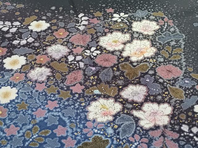 平和屋着物●極上　吉乃一廉　幻の辻が花　絞り　暈し染め　黒地　金彩　逸品　CZAA4865s6